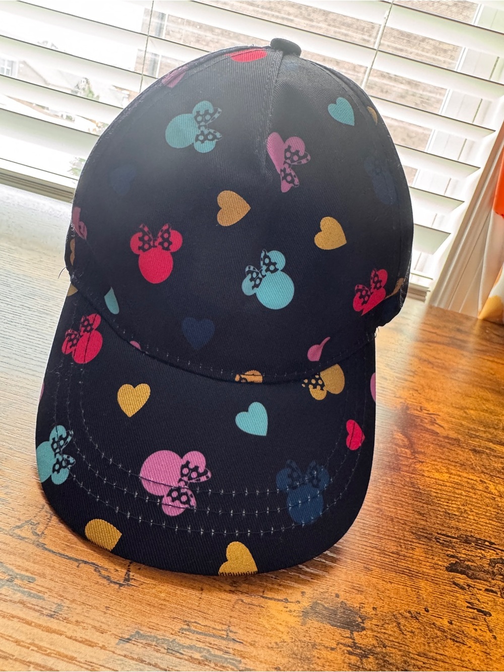 Disney Kids Navy Baseball Cap with Colorful Minnie Mouse Hearts